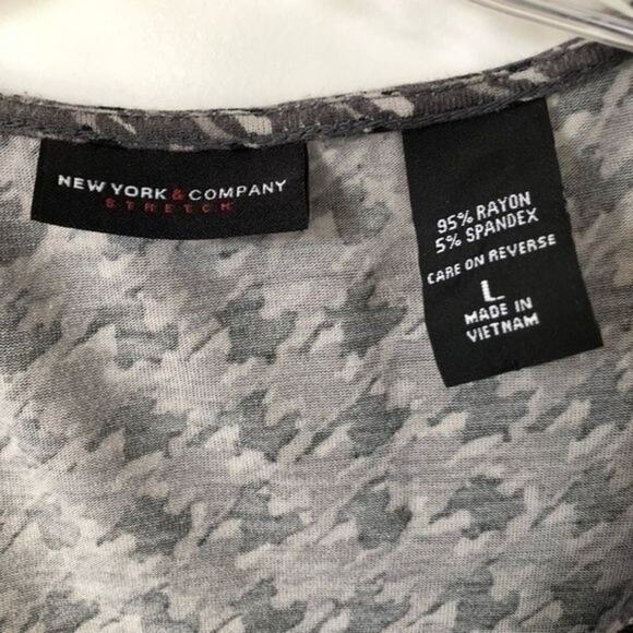 NEW YORK AND CO Midi Dress Womens L Black Gray Houndstooth Print Office Business - Picture 4 of 10